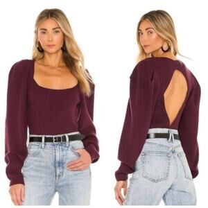Free People Saffron Purple Pomegranate Open Back Sweater Women’s Large NWT